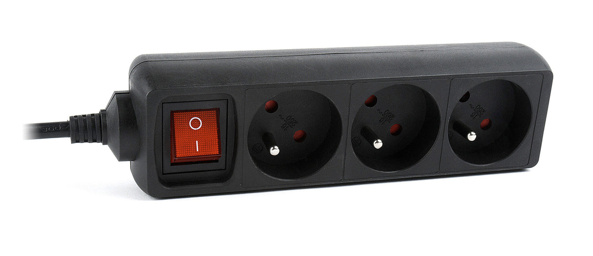 Gembird EG-PSU3F-01 overspændingsbeskytter Sort 3 AC stikkontakt(er) 230 V 0,6 m