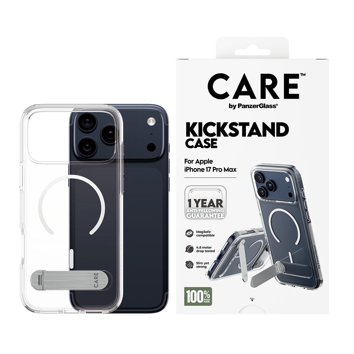 PanzerGlass CARE by ® Feature Case Transparent m. Kickstand & MagSafe iPhone 17 Pro Max