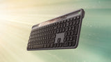 Logitech Signature Slim Solar+ K980 tastatur Universel RF trådløs + Bluetooth QWERTY Dansk, Finsk, Norsk, Svensk Grafit