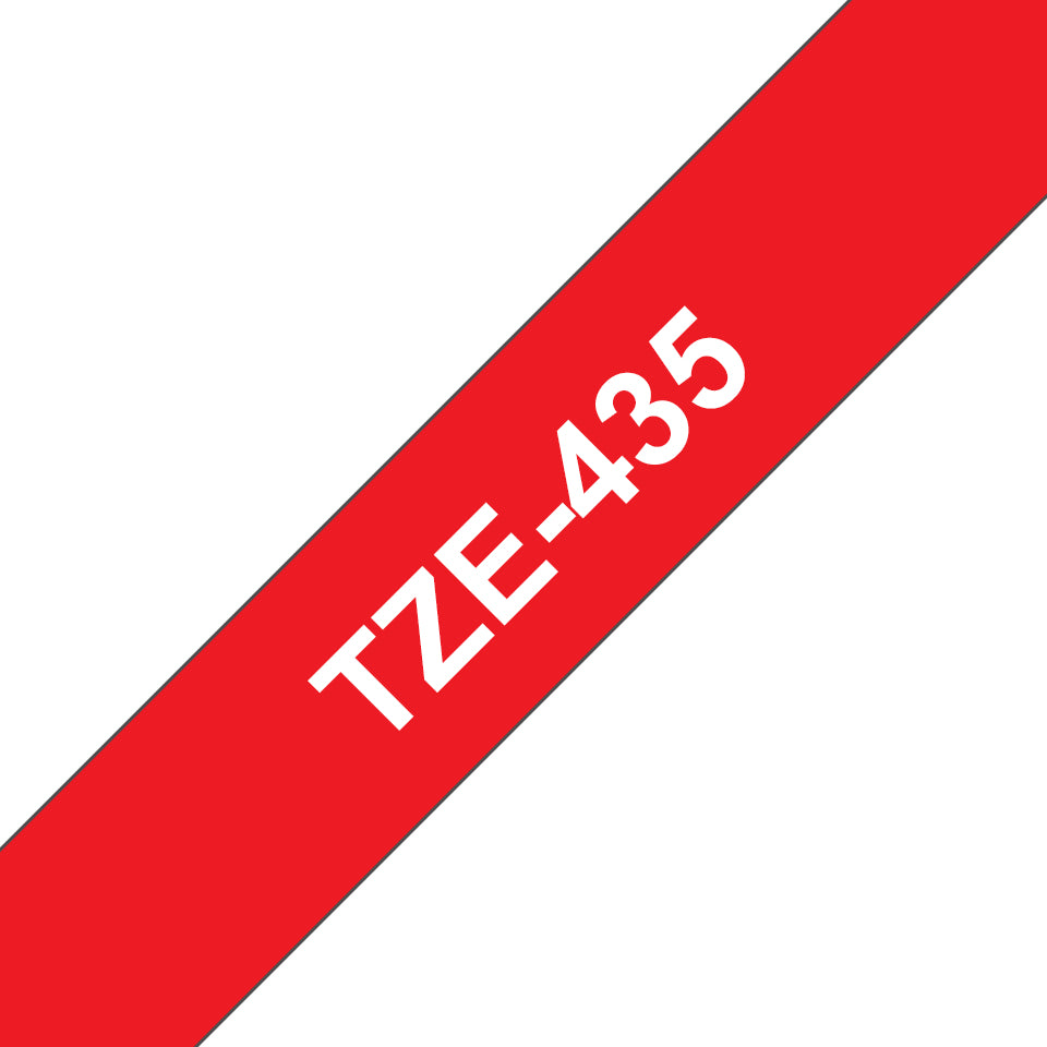 Brother TZE-435 etiketbånd Hvid på rød