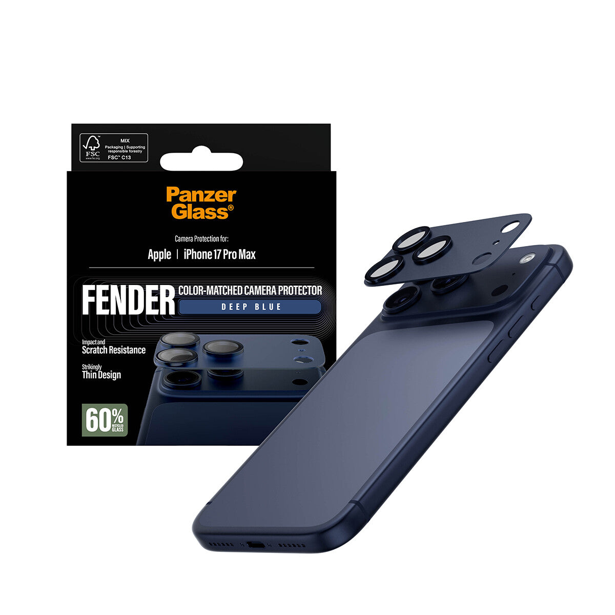 PanzerGlass ® Fender Kamerabeskytter Dybblå iPhone 17 Pro Max