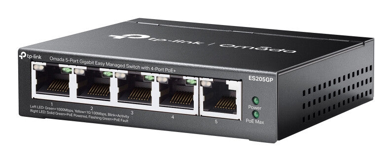 TP-Link Omada ES205GP netværksswitch Administreret Gigabit Ethernet (10/100/1000) Strøm over Ethernet (PoE) Sort