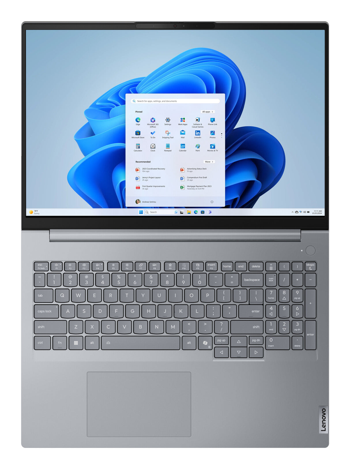 Lenovo ThinkBook 16 G8 IAL Intel Core Ultra 9 185H Laptop 40,6 cm (16") WUXGA 16 GB DDR5-SDRAM 512 GB SSD Wi-Fi 6E (802.11ax) Windows 11 Pro Nordisk Grå