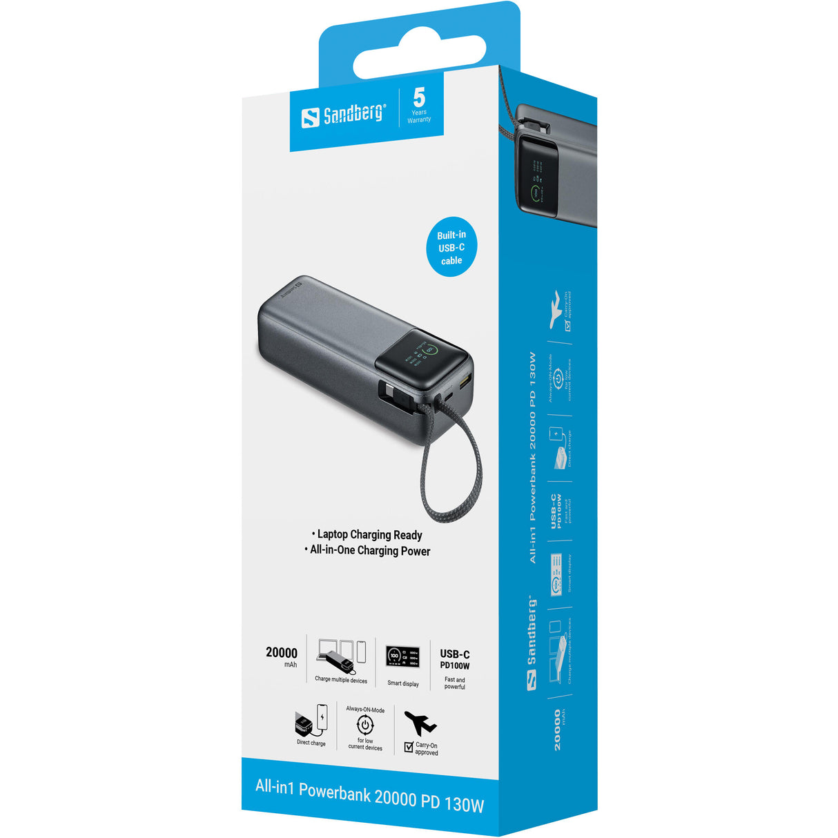Sandberg 421-30 powerbank Lithium polymer (LiPo) 20000 mAh Sort, Grå