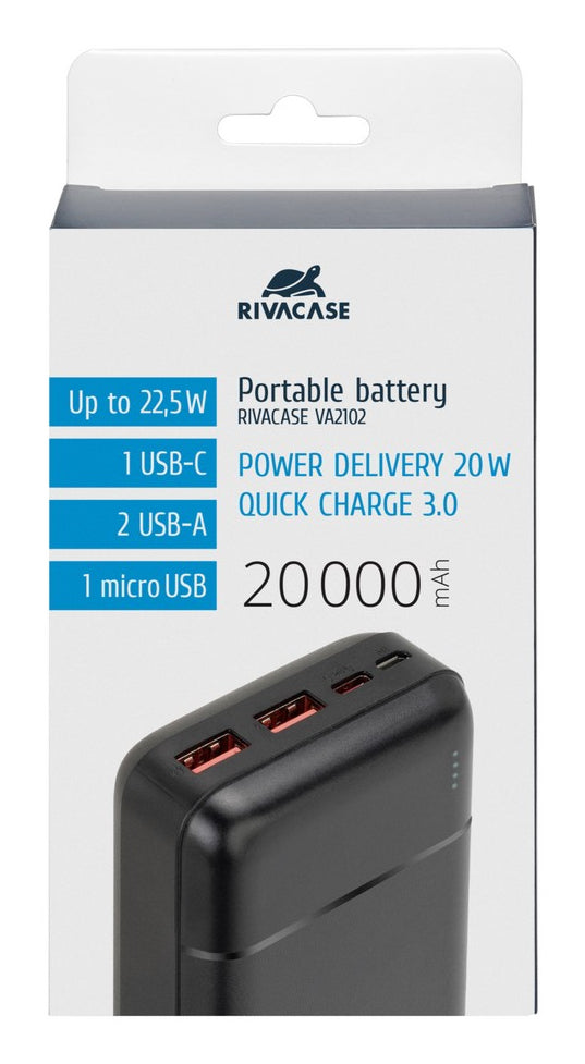 Rivacase VA2102 Lithium polymer (LiPo) 20000 mAh Sort