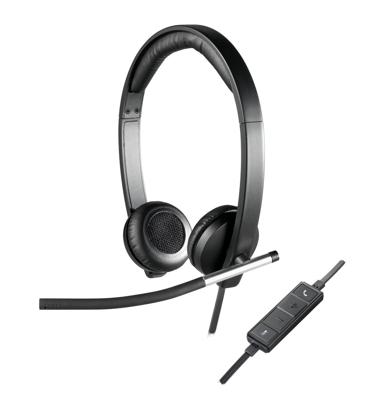 Logitech H650E Headset Ledningsført Kontor/Callcenter USB Type-A Sort, Sølv