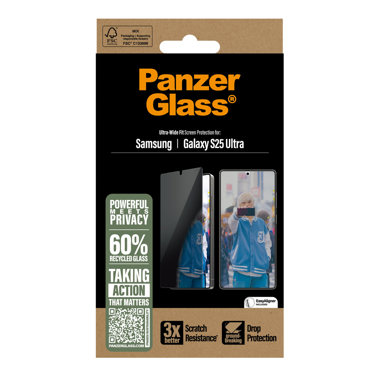 PanzerGlass Privacy Screen Protector Samsung Galaxy S25 Ultra - Ultra-Wide Fit