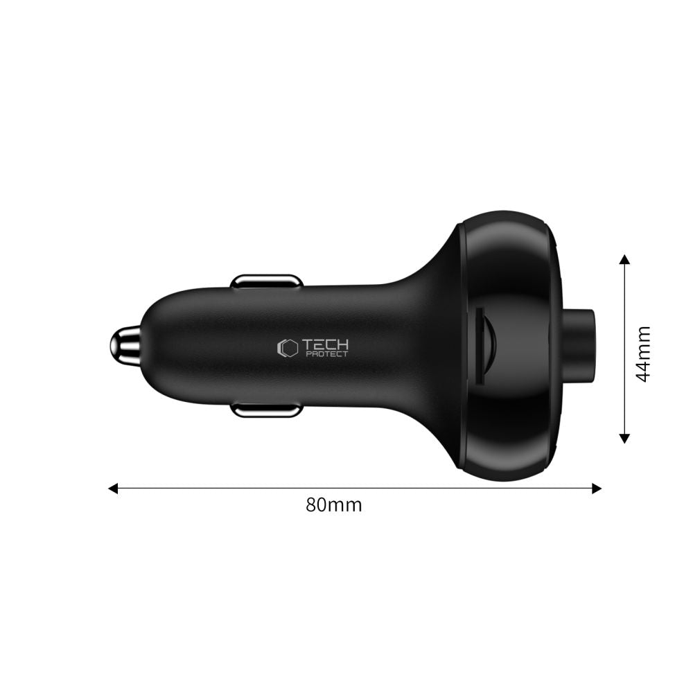 Tech Protect Cc06 3 Ports Biloplader Pd 72 W + Sender Fm Bluetooth Sort