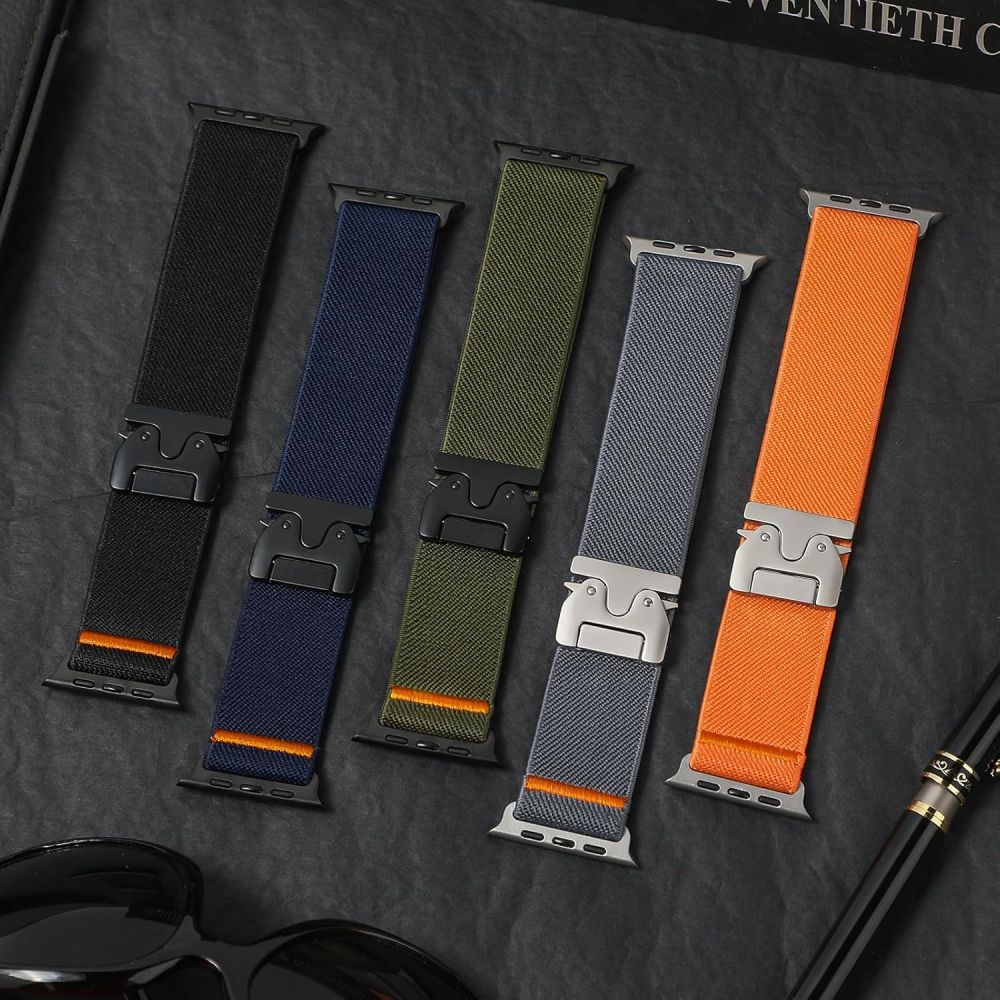 Tech Protect Nylon Lås Til Apple Watch 8 / 9 / 10 / 11 / 12 / Se / Ultra (44 / 45 / 46 / 49 Mm) Sort