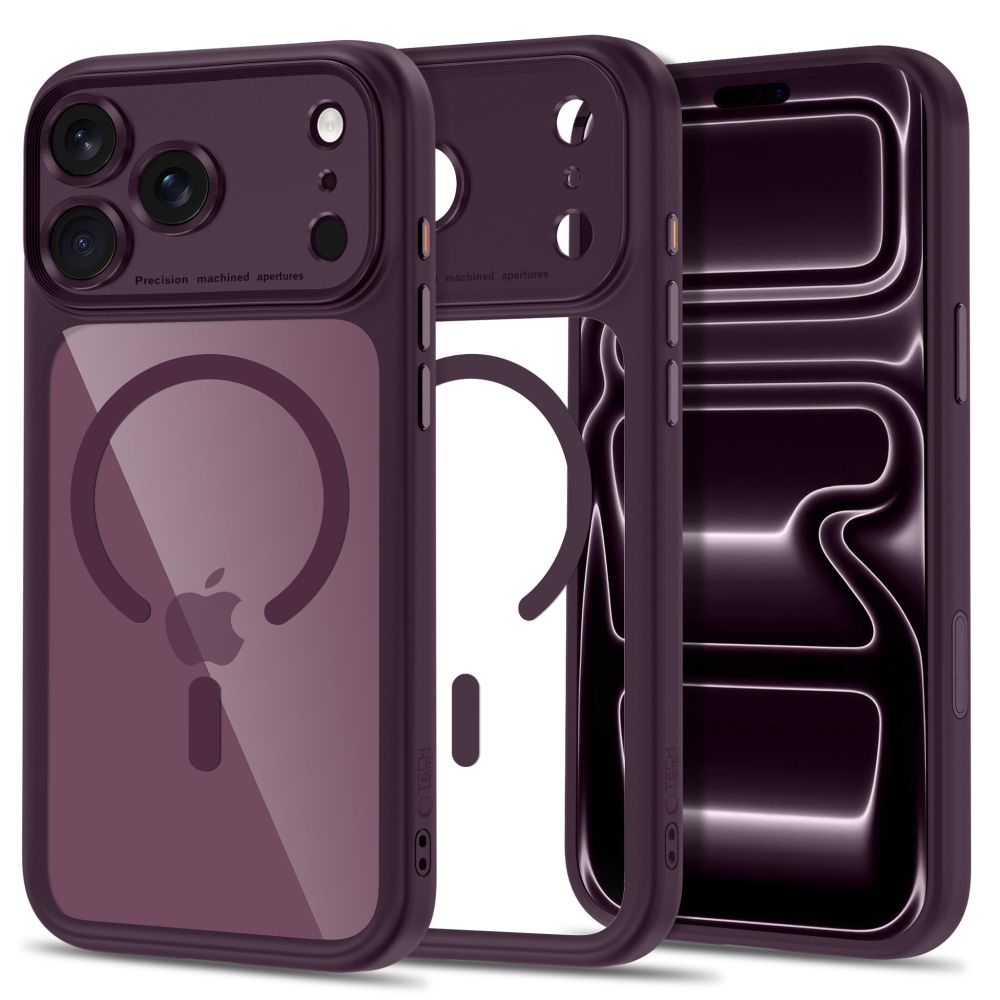 Tech Protect Magpeak Magsafe Cc Iphone 17 Pro Max / 18 Pro Max Burgundy/Clear