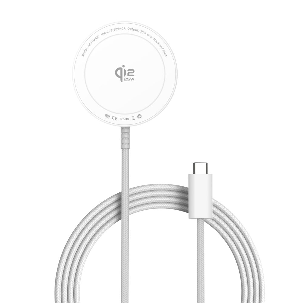 Tech Protect A54 Magnetisk Magsafe Trådløs Opladder 25 W Qi2.2 Hvid