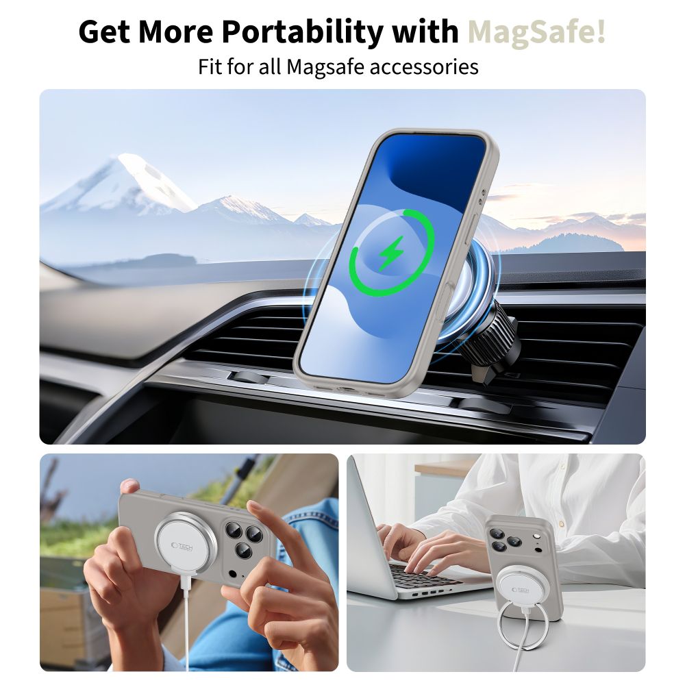 Tech Protect Silikone Magsafe Iphone 17 Pro Stengrå