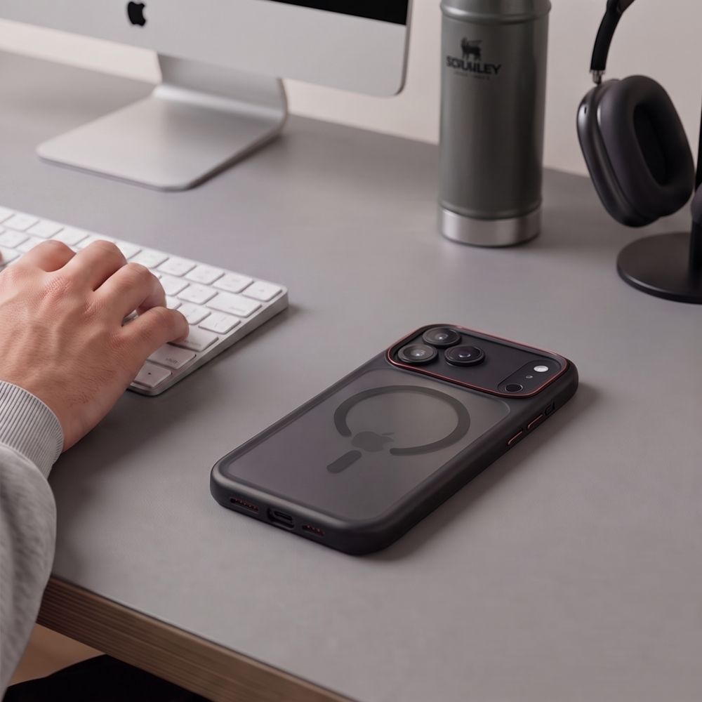 Tech Protect Magcam Magsafe Iphone 17 Pro / 18 Pro Mat Sort/Rød