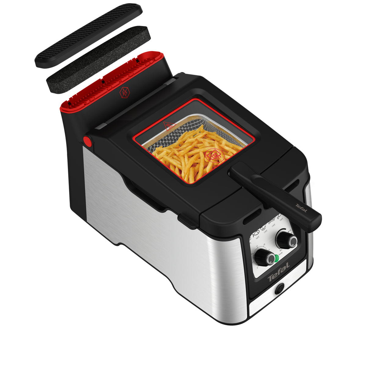 Tefal Clear Duo FR600D Enkelt 0,65 L Enkeltstående 2000 W Frituregryde Sort, Rustfrit stål