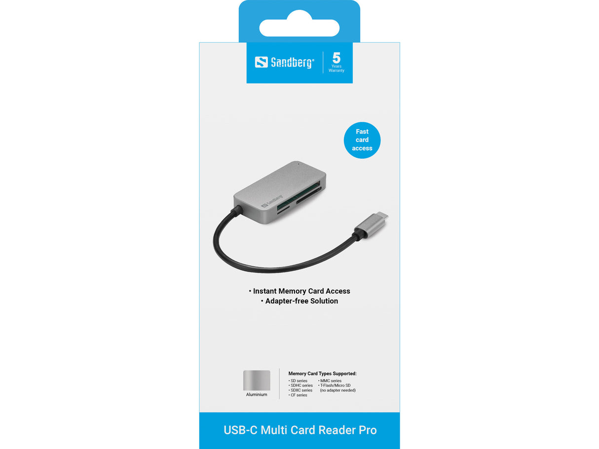 Sandberg 136-38 kortlæser USB 3.2 Gen 1 (3.1 Gen 1) Type-C Sort