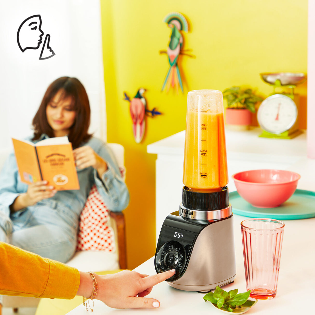 Tefal Blend Up BL190AF0 blender 0,85 L Bordplade blender 1000 W Beige, Sort, Transparent