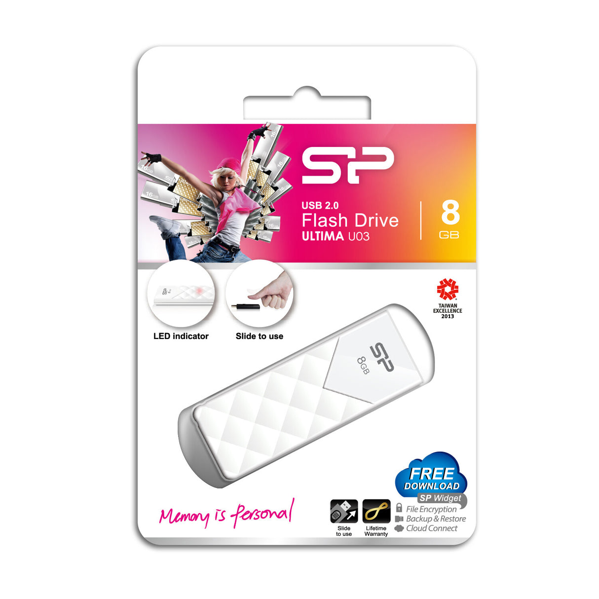 Silicon Power Ultima U03 8GB USB-nøgle USB Type-A 2.0 Hvid