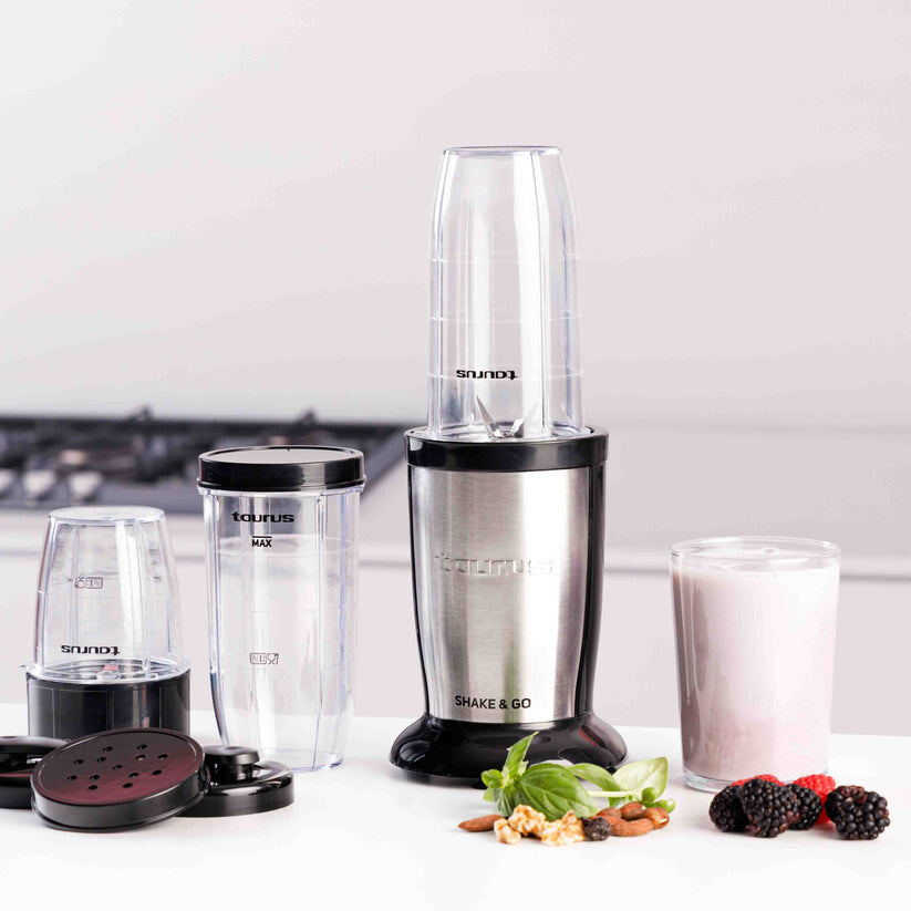 Taurus Shake & Go 0,5 L Bærbar blender 800 W Sort, Rustfrit stål, Transparent
