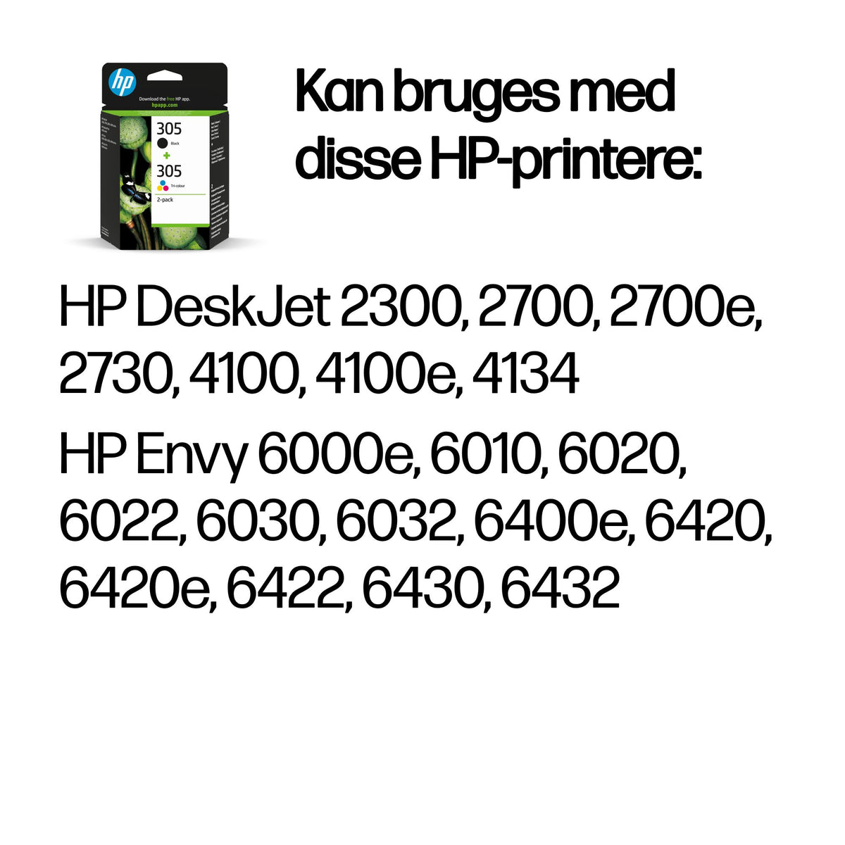 HP 305 Sort Farve (cyan, magenta, gul) Blæk 6ZD17AE