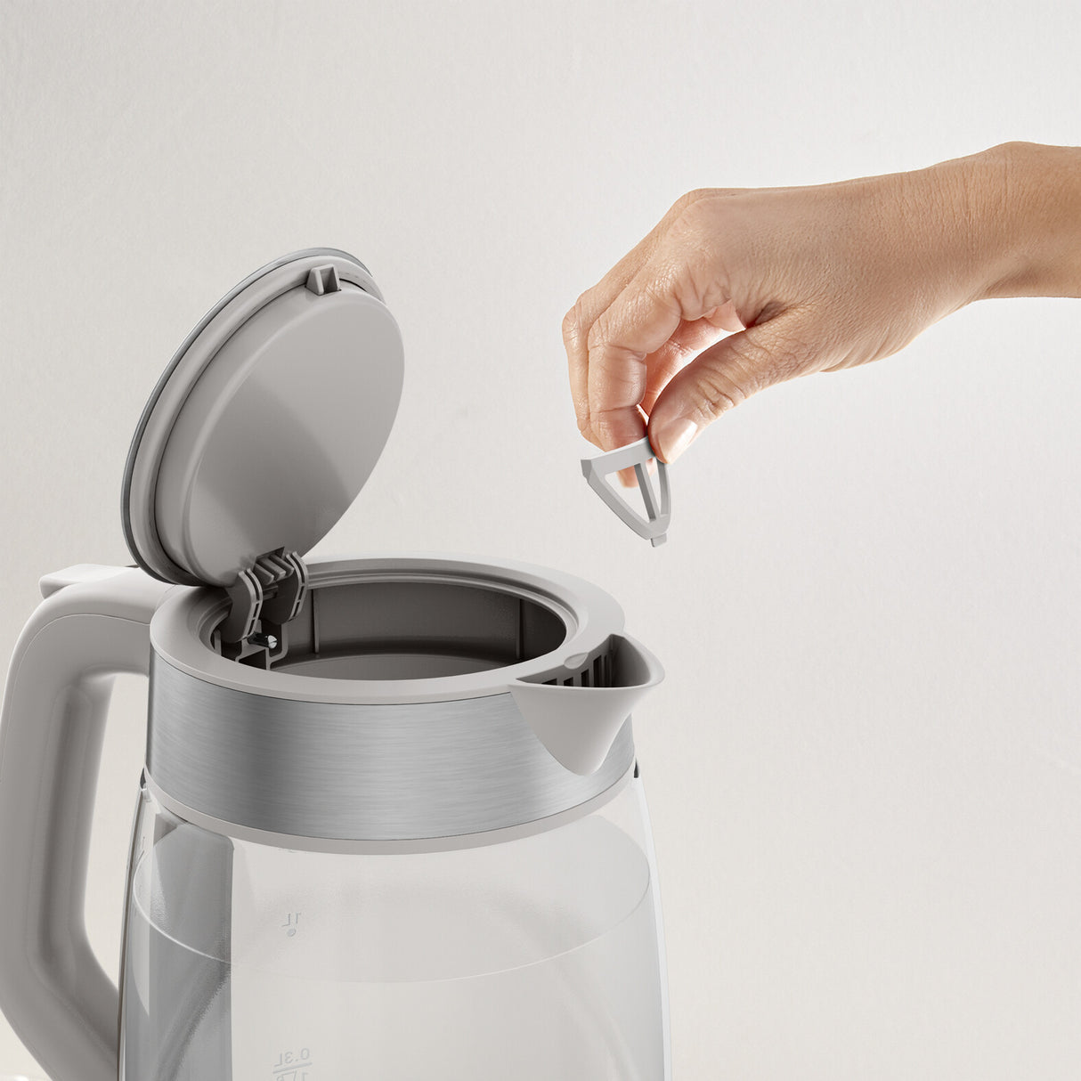 Tefal Glass Kettle KI605B30 elkedel 1,7 L 2200 W Grå, Sølv, Transparent
