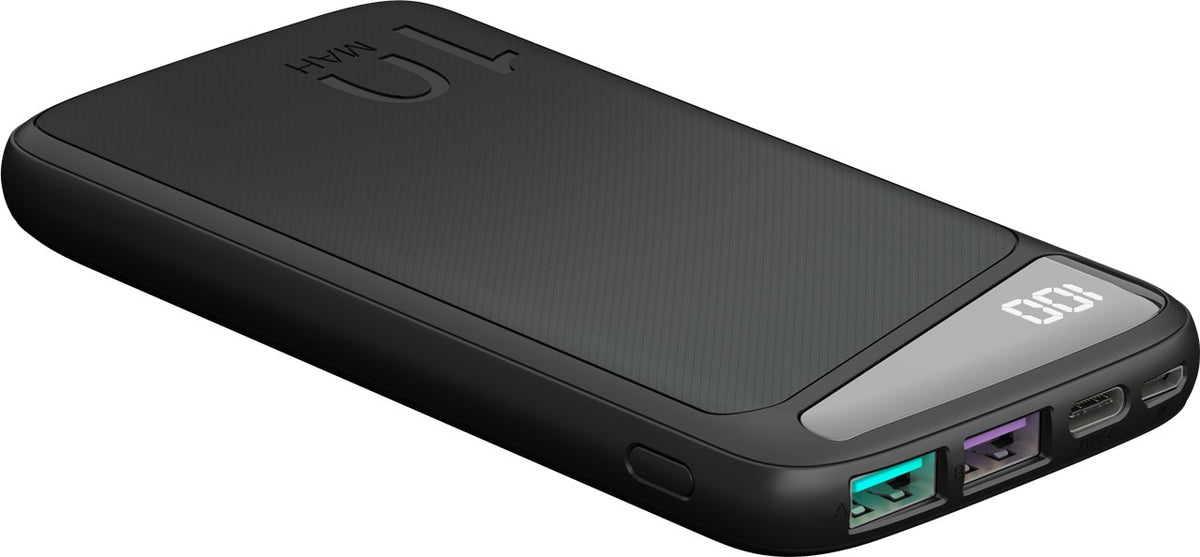 goobay Powerbank 10000mAh 2xUSB-A 1xUSB-C Sort