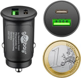 Goobay Dual-USB Auto Fast Charger USB-C™ PD 27W (12/24V) Bil oplader Sort