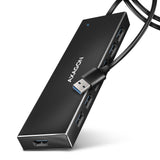 Axagon HUE-F7A 7x USB 3.2 Gen 1 ALU FLAT hub micro power IN 1m USB-A USB 3.2 Gen 1 (3.1 Gen 1) Type-A 5000 Mbit/s Sort