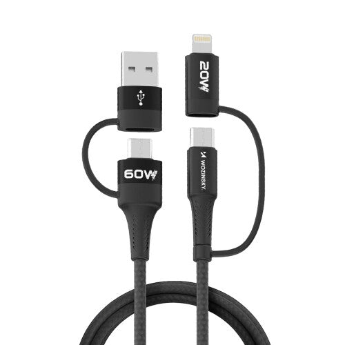 Wozinsky WNBAA USB-kabel 1 m 2 x USB A USB C/Lightning Sort