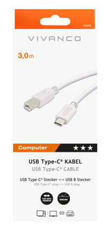 Vivanco 45356 USB-kabel 3 m USB C USB B Hvid