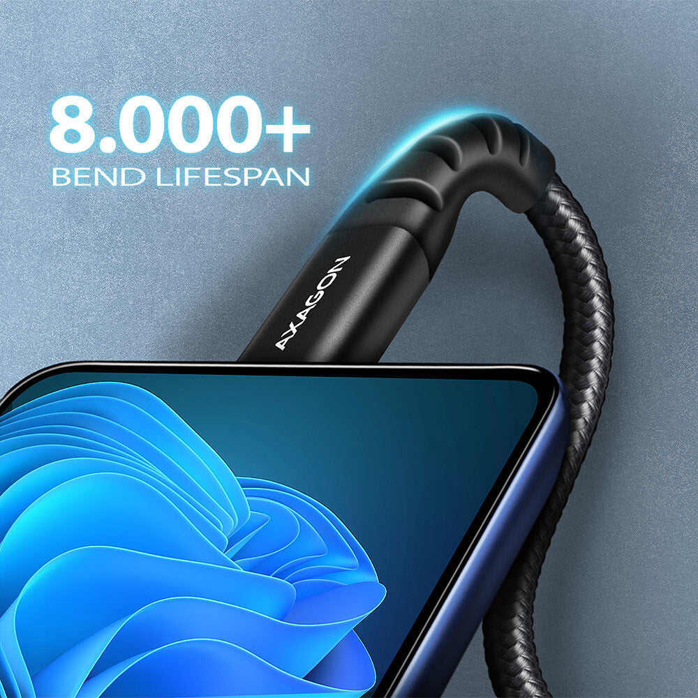 Axagon BUCM-AM10AB USB-kabel USB 2.0 1 m USB A USB C 0,48 Gbit/sek. Sort