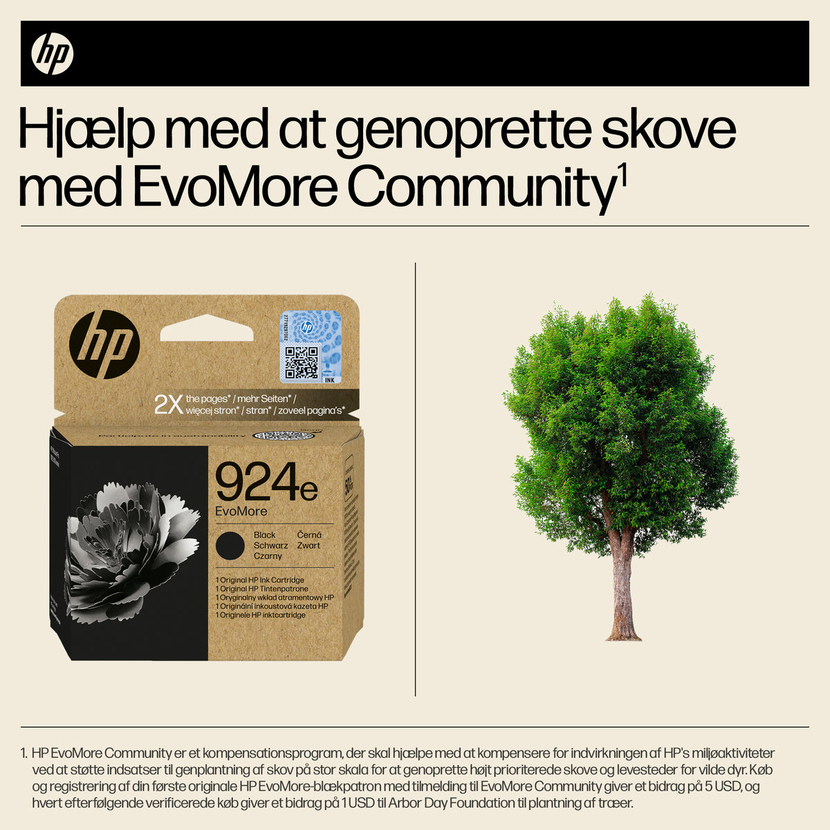 HP 924e EvoMore Black Original Sort 1000 sider Blæk