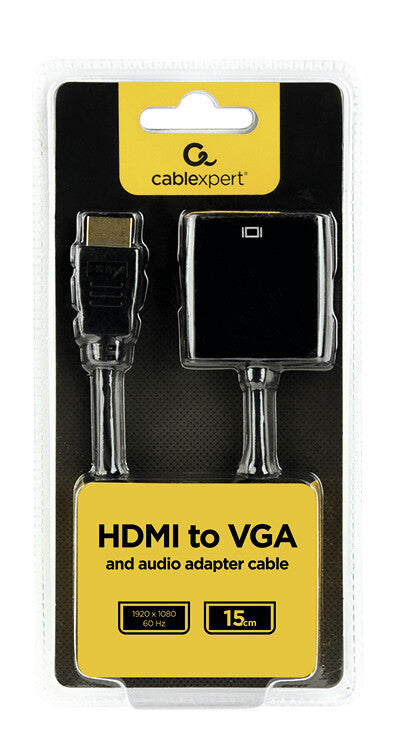 Gembird A-HDMI-VGA-03 videokabel adapter 0,15 m HDMI Type A (Standard) VGA (D-Sub) Sort