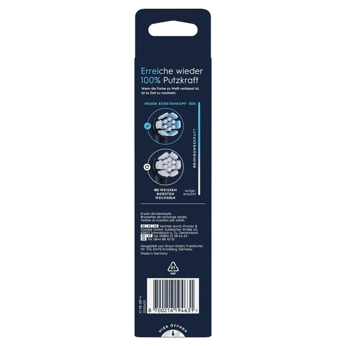 Oral-B 194631 Tandbørstehoveder 4-pack Sort