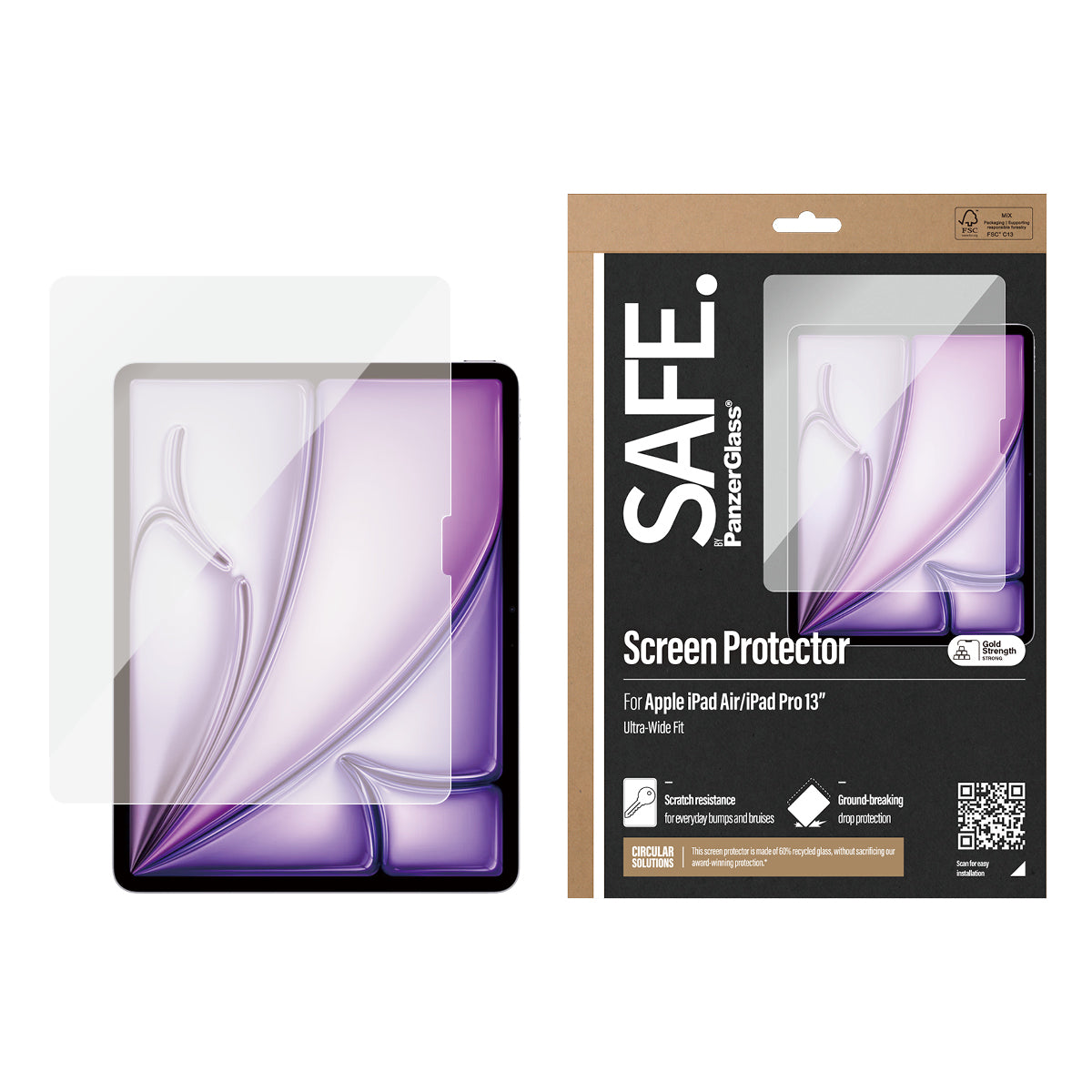 PanzerGlass SAFE. by ® Skærmbeskyttelse iPad Pro 13'' (2024) | iPad Air 13'' (2024-2025) | Ultra-Wide Fit