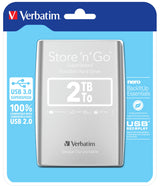 Verbatim Store 'n' Go ekstern harddisk 2 TB 5400 rpm Micro-USB B 3.2 Gen 1 (3.1 Gen 1) Sølv