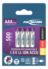 Ansmann 1311-0028 husholdningsbatteri Genopladeligt batteri AAA Lithium-Ion (Li-Ion)