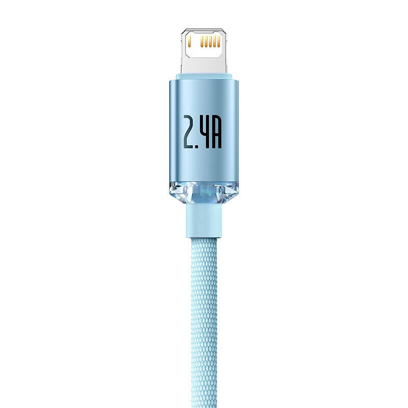 USB-kabel til iP Baseus Crystal Shine, 2.4A, 1.2m (niebieski)