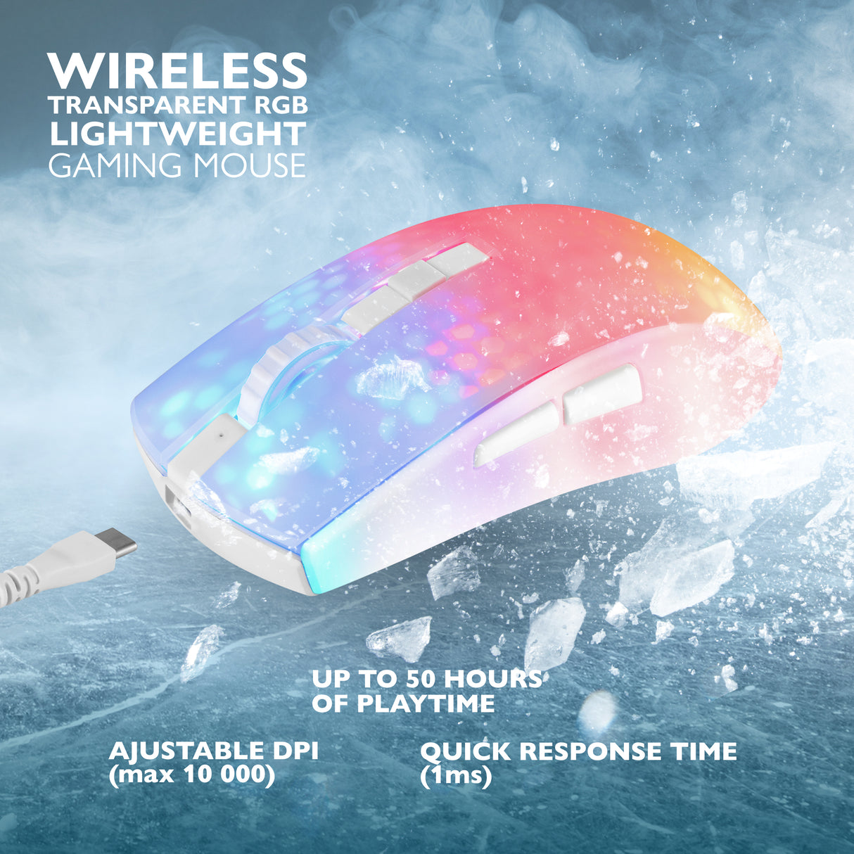 Deltaco Gaming WM89 wireless ultralight mouse, white