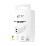 Gear Oplader 220V 1xUSB-C + 1xUSB-A PD/PPS 30W + 18W QC Hvid