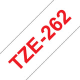 Brother TZE-262 etiketbånd Rød på hvid