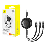 3-i-1 Baseus Free2Draw USB til M+L+C 100W kabel, 1,1 m (sort)