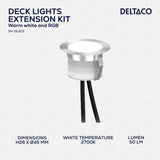 Deltaco SH-DLK01, Terrasselys, 0.7 W, 16 millioner farver/varmt hvidt lys, sølv (pakke med 10)