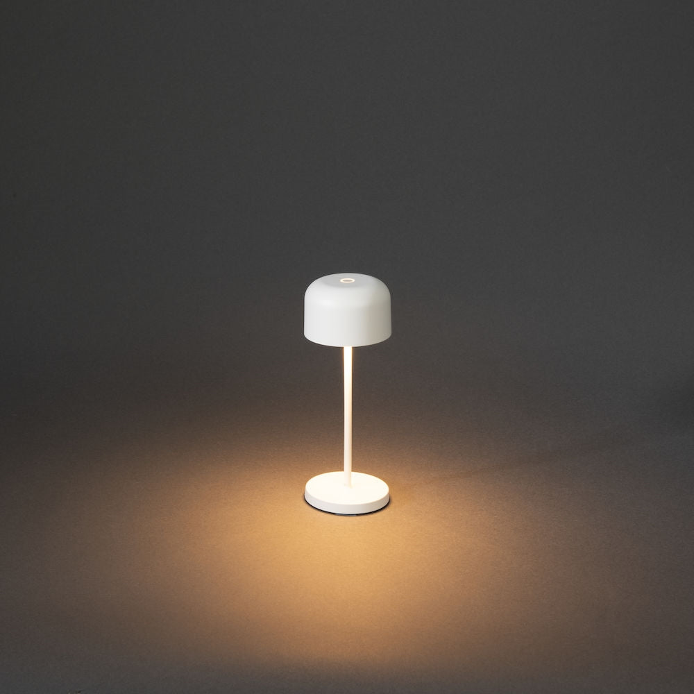 Konstsmide Lille mini hvid bordlampe portable