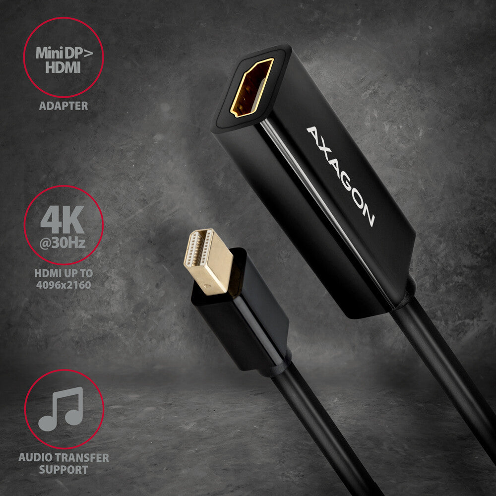 Axagon RVDM-HI14N videokabel adapter 0,15 m Mini DisplayPort HDMI Sort