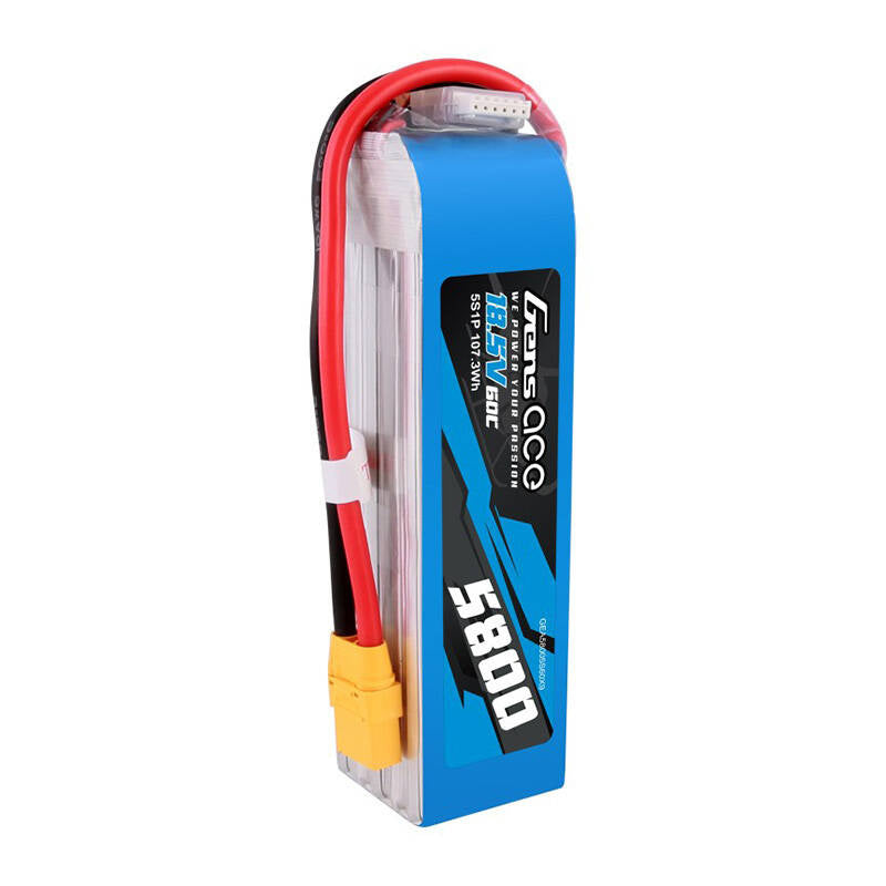 Gens ace 5800mAh 60C 18,5V 5S1P Lipo Batteri Pack med XT90 stik