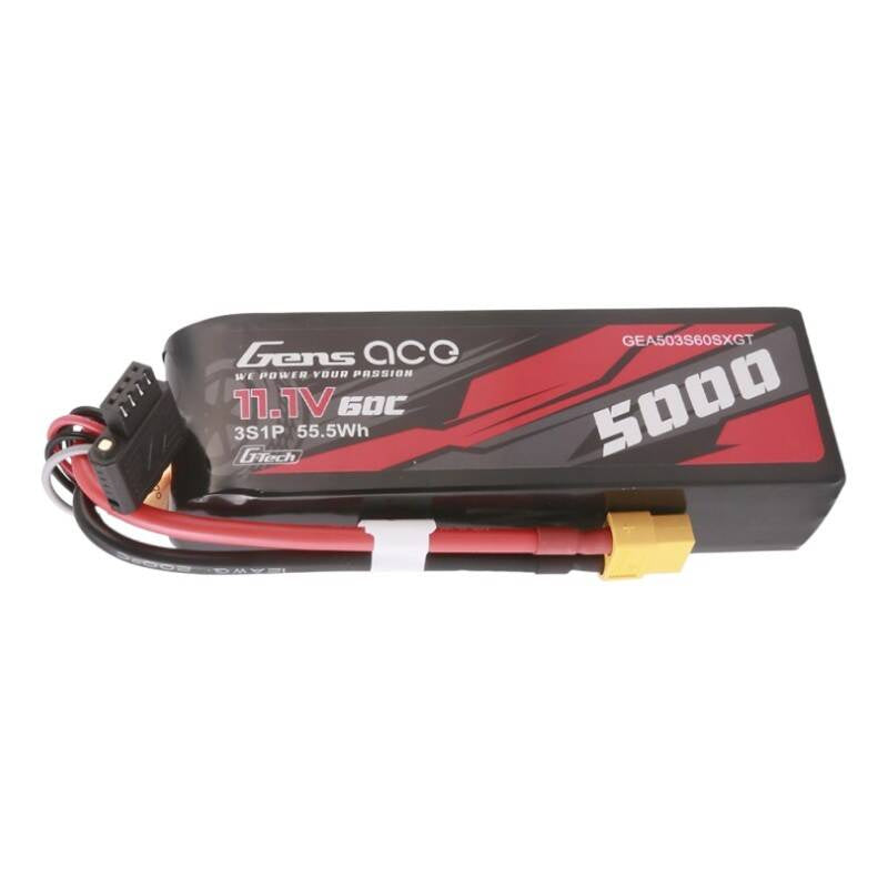 Gens ace G-Tech 5000mAh 11.1V 60C 3S1P Kort størrelse Lipo med XT60 Plug