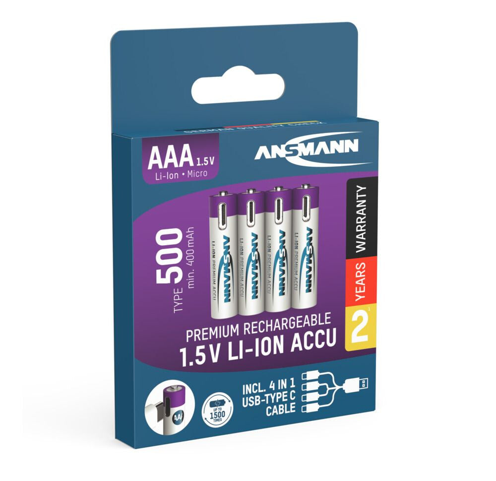 Ansmann 1311-0028 husholdningsbatteri Genopladeligt batteri AAA Lithium-Ion (Li-Ion)