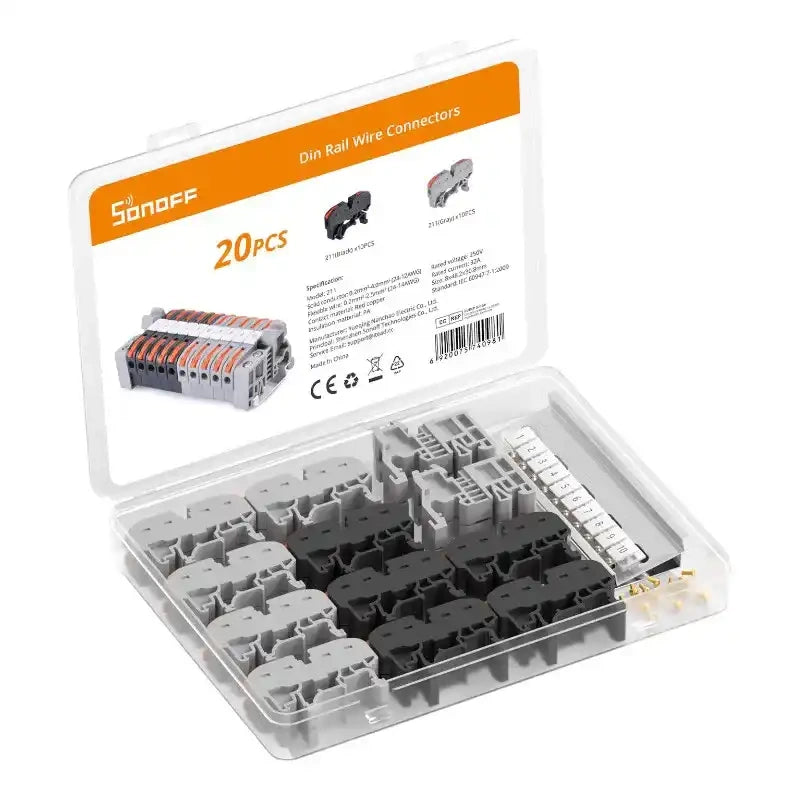 DIN Rail wire connector Sonoff sæt (20 stykker)
