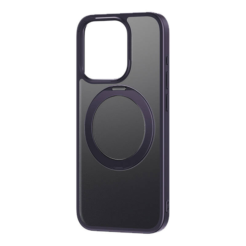 Telefonkasse med stand Baseus SkyRing 360° til iP 14 Pro + tempereret glas og rengøringsset (lila)