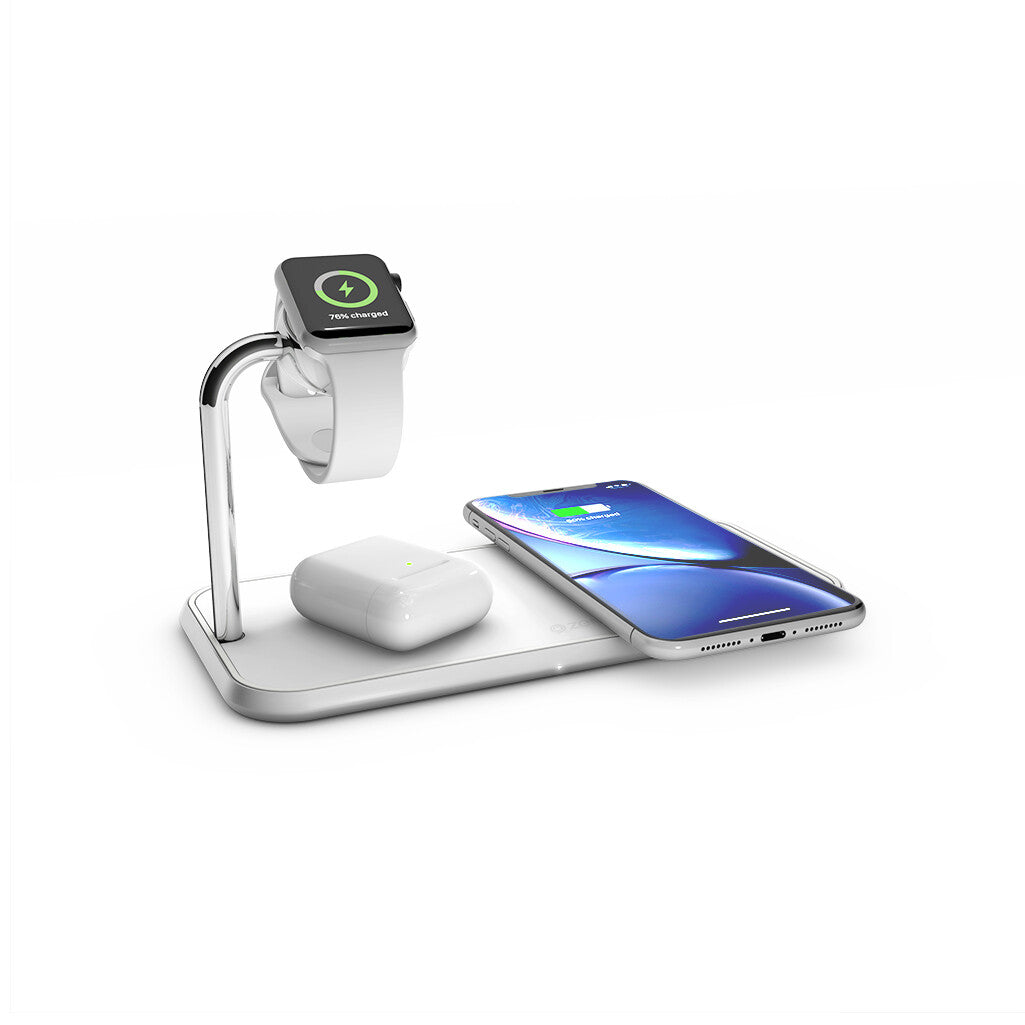 ZENS ZEDC05W Hovedtelefoner, Smartphone, SmartWatch Hvid Vekselstrøm Trådløs opladning Indendørs